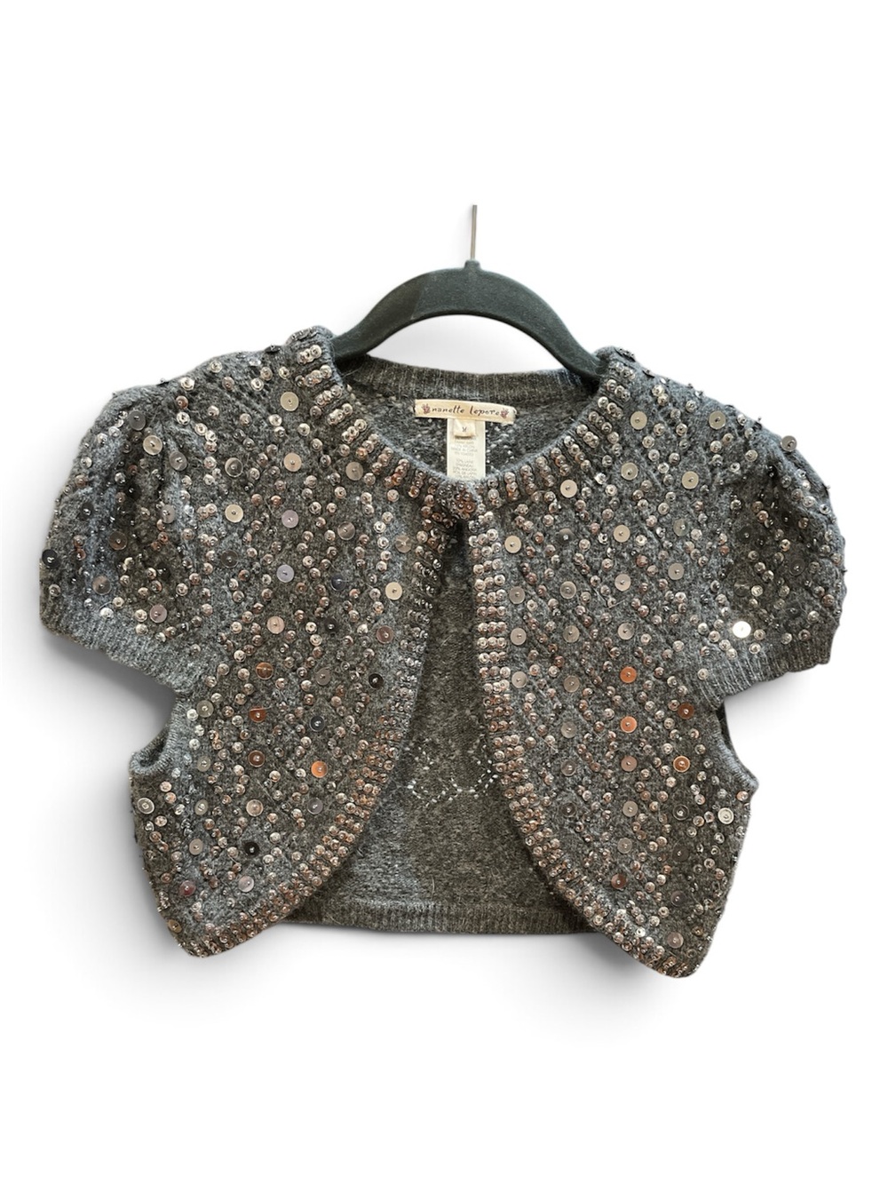 Gray Beaded Nanette Lepore Shrug Cardigan Sweater